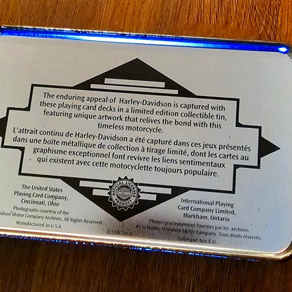 Limited Edition Harley Davidson Playing cards w ori case 221,378 of 255,000 tins - Picture 4 of 5